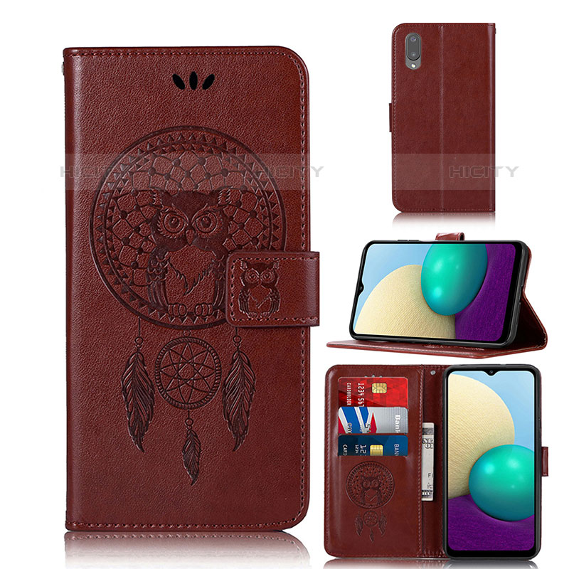 Funda de Cuero Cartera con Soporte Patron de Moda Carcasa JX1 para Samsung Galaxy M02 Marron