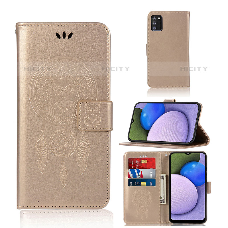 Funda de Cuero Cartera con Soporte Patron de Moda Carcasa JX1 para Samsung Galaxy M02s Oro