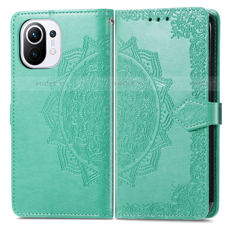 Funda de Cuero Cartera con Soporte Patron de Moda Carcasa L01 para Xiaomi Mi 11 Lite 4G Verde