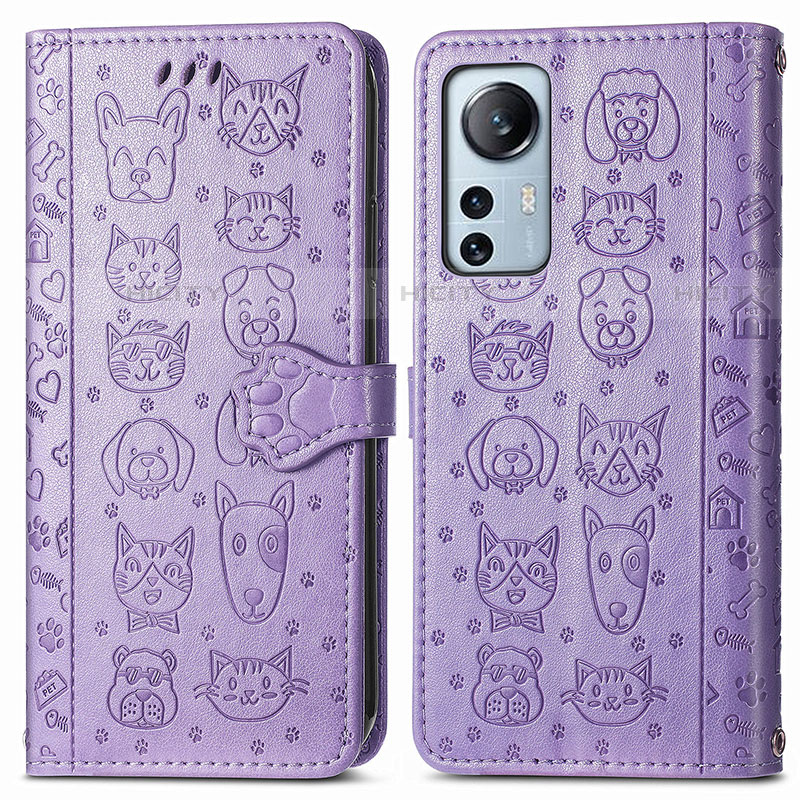 Funda de Cuero Cartera con Soporte Patron de Moda Carcasa L01 para Xiaomi Mi 12 Lite 5G Morado