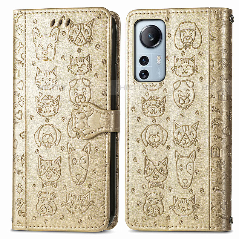 Funda de Cuero Cartera con Soporte Patron de Moda Carcasa L01 para Xiaomi Mi 12 Lite 5G Oro