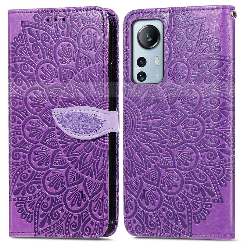 Funda de Cuero Cartera con Soporte Patron de Moda Carcasa L02 para Xiaomi Mi 12 Lite 5G Morado