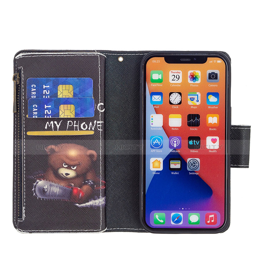 Funda de Cuero Cartera con Soporte Patron de Moda Carcasa L03 para Apple iPhone 13 Negro