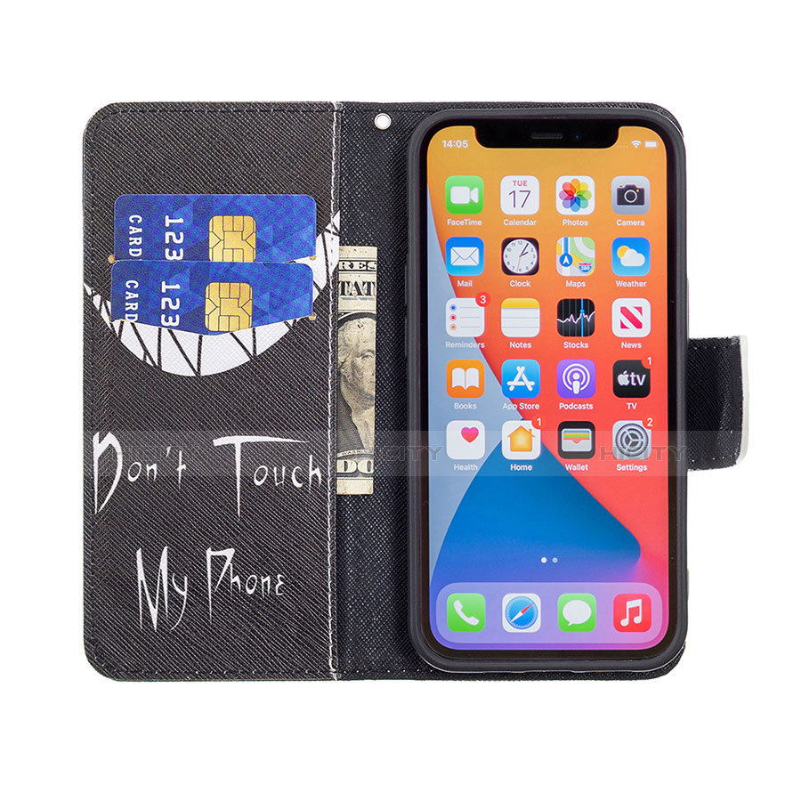 Funda de Cuero Cartera con Soporte Patron de Moda Carcasa L03 para Apple iPhone 13 Pro Max Negro