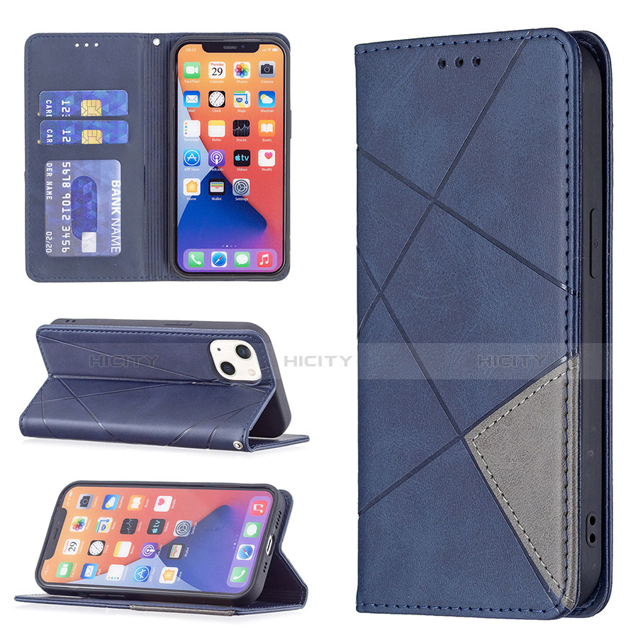 Funda de Cuero Cartera con Soporte Patron de Moda Carcasa L04 para Apple iPhone 13 Azul