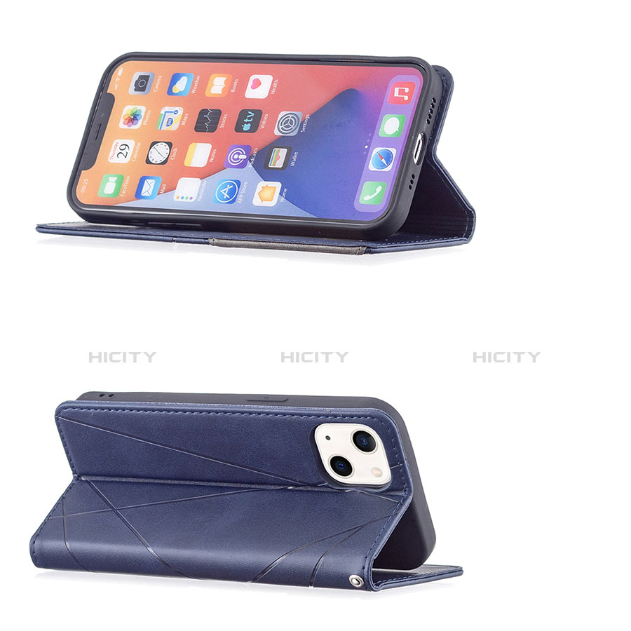 Funda de Cuero Cartera con Soporte Patron de Moda Carcasa L04 para Apple iPhone 13 Azul