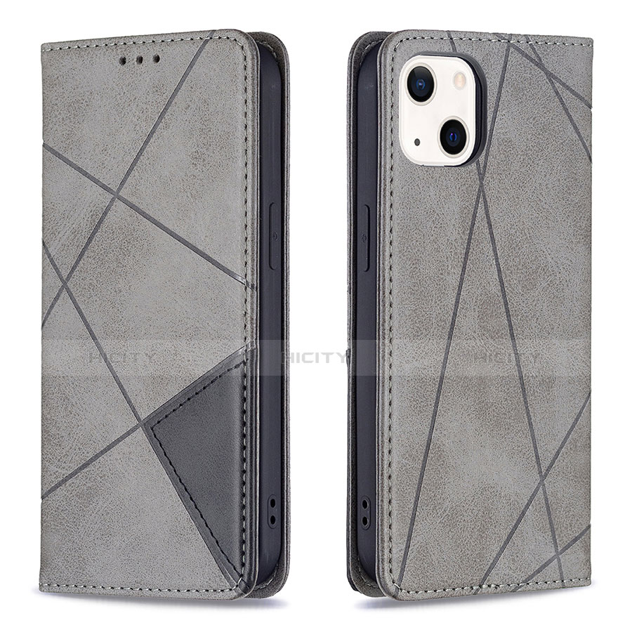 Funda de Cuero Cartera con Soporte Patron de Moda Carcasa L04 para Apple iPhone 13 Gris