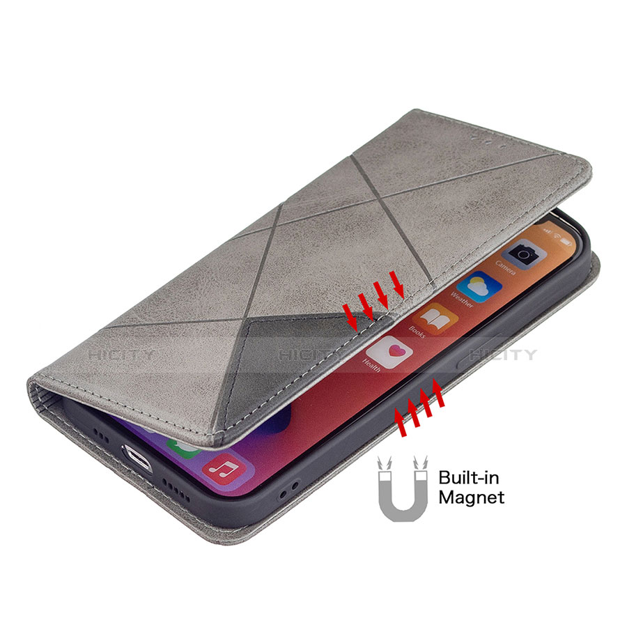 Funda de Cuero Cartera con Soporte Patron de Moda Carcasa L04 para Apple iPhone 13 Gris