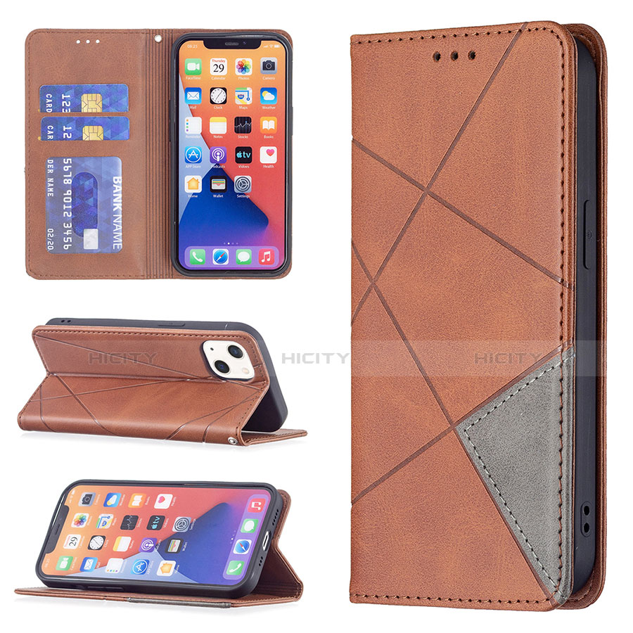 Funda de Cuero Cartera con Soporte Patron de Moda Carcasa L04 para Apple iPhone 13 Marron