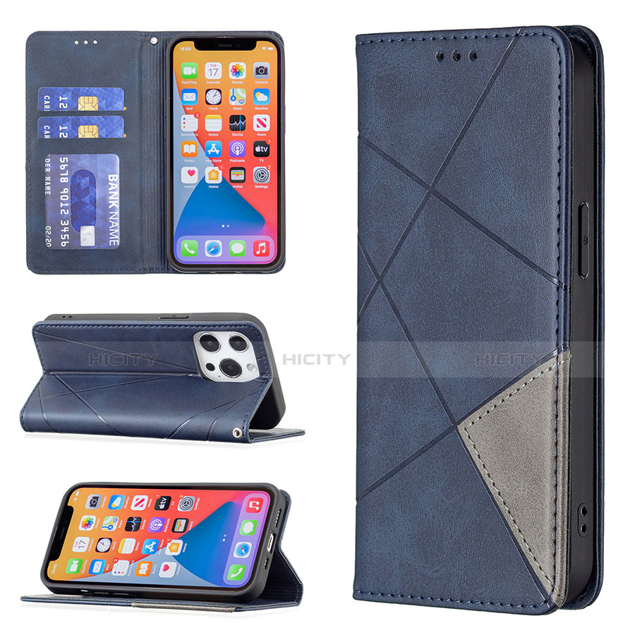 Funda de Cuero Cartera con Soporte Patron de Moda Carcasa L04 para Apple iPhone 13 Pro Azul