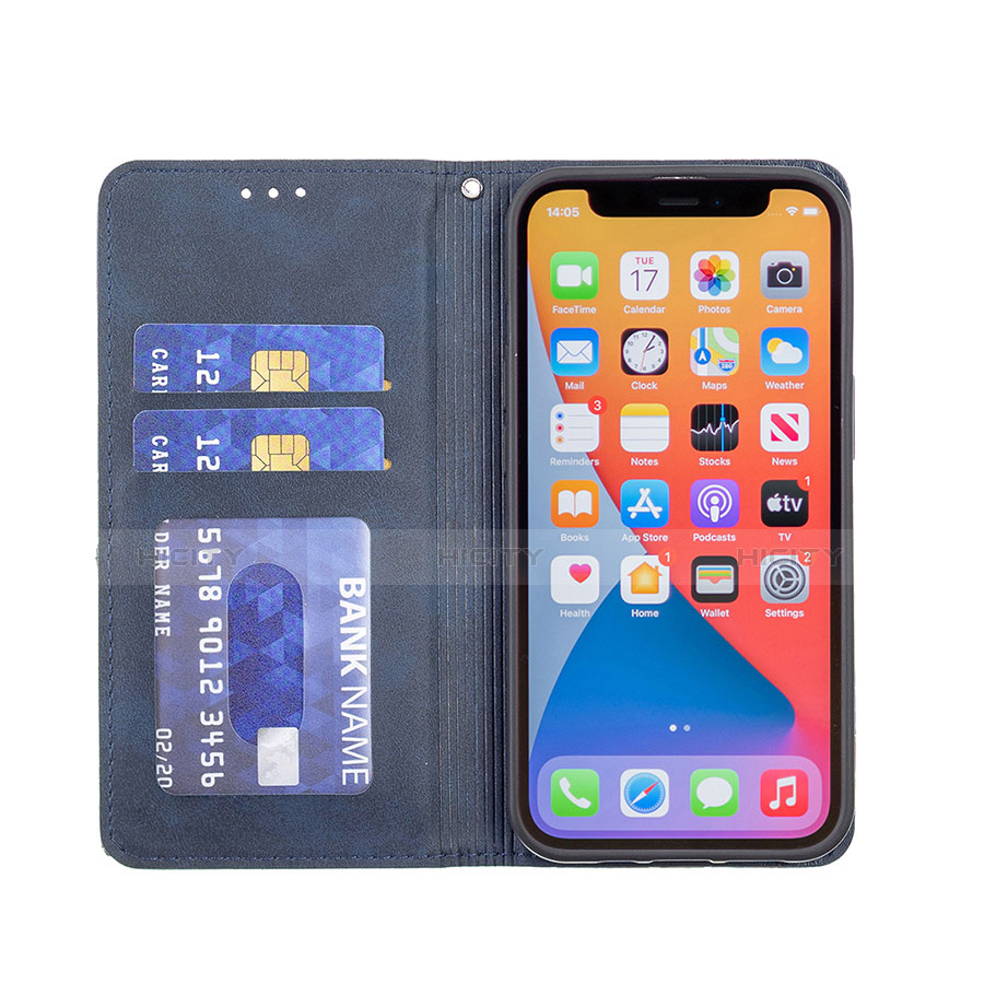 Funda de Cuero Cartera con Soporte Patron de Moda Carcasa L04 para Apple iPhone 13 Pro Azul