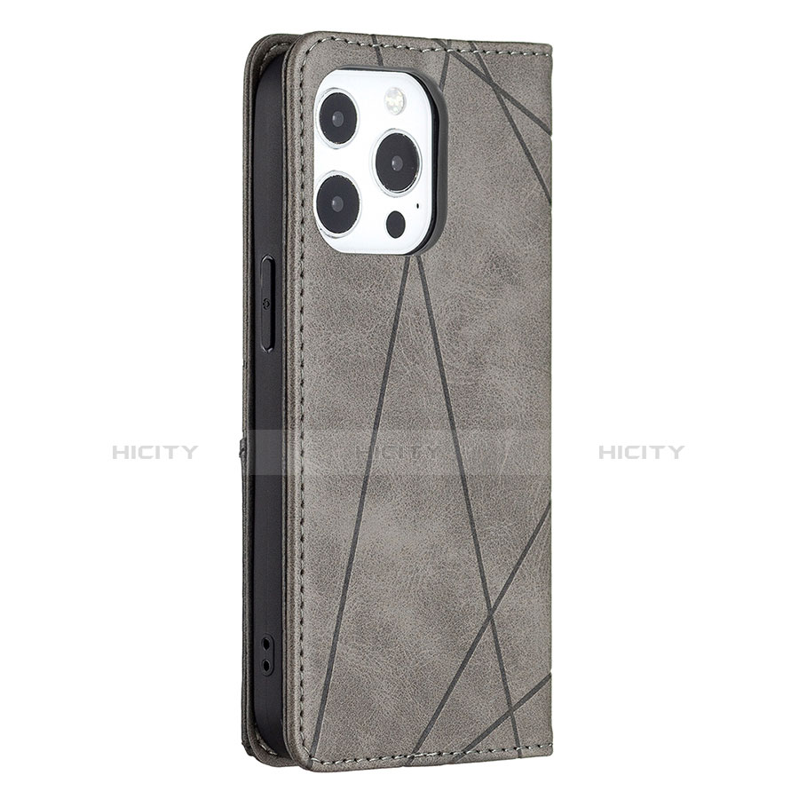 Funda de Cuero Cartera con Soporte Patron de Moda Carcasa L04 para Apple iPhone 13 Pro Gris