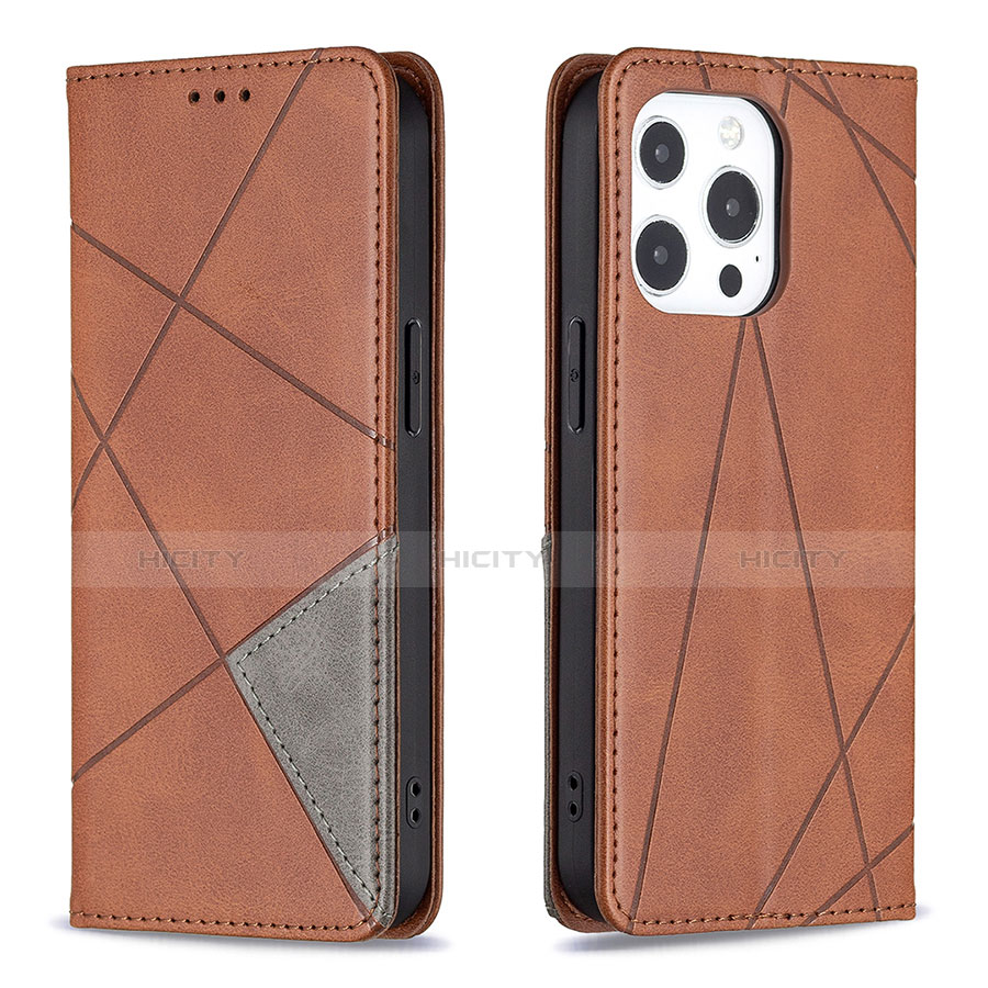 Funda de Cuero Cartera con Soporte Patron de Moda Carcasa L04 para Apple iPhone 13 Pro Marron