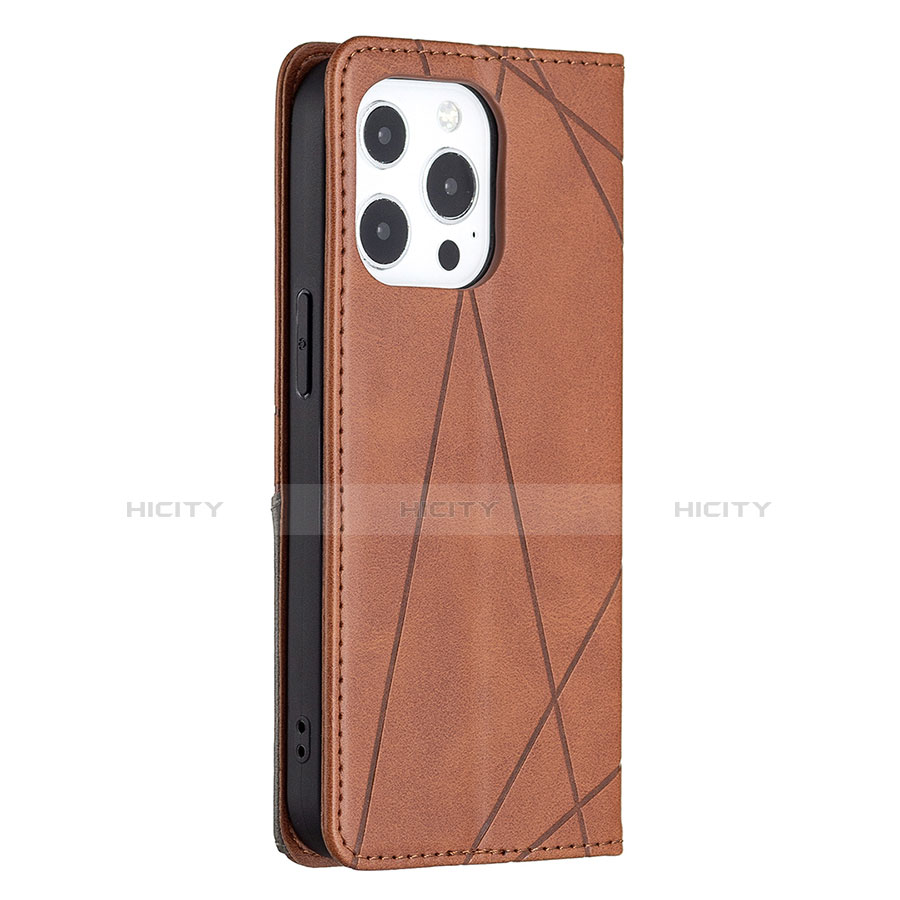 Funda de Cuero Cartera con Soporte Patron de Moda Carcasa L04 para Apple iPhone 13 Pro Max Marron