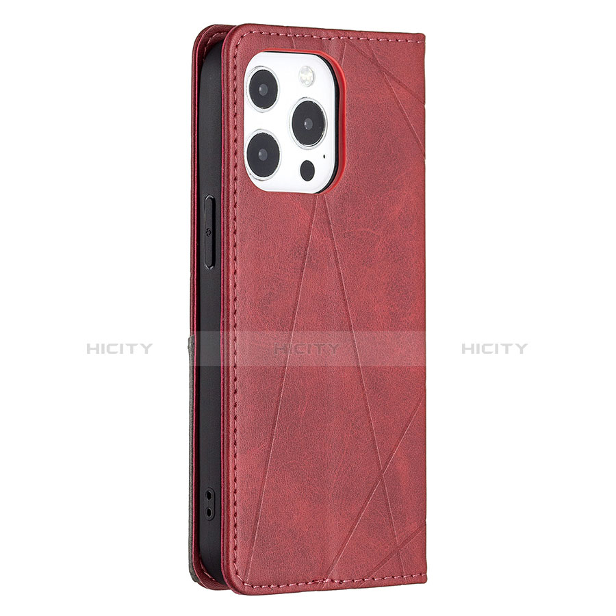 Funda de Cuero Cartera con Soporte Patron de Moda Carcasa L04 para Apple iPhone 13 Pro Max Rojo