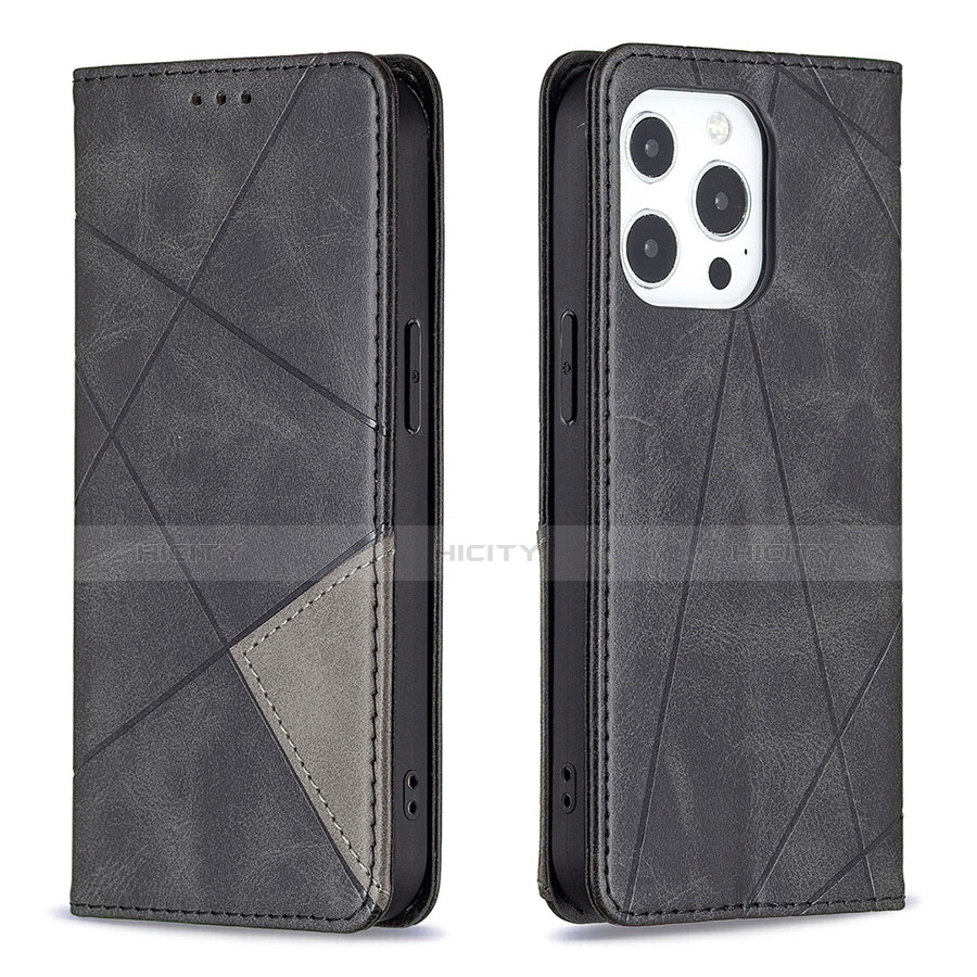 Funda de Cuero Cartera con Soporte Patron de Moda Carcasa L04 para Apple iPhone 13 Pro Negro