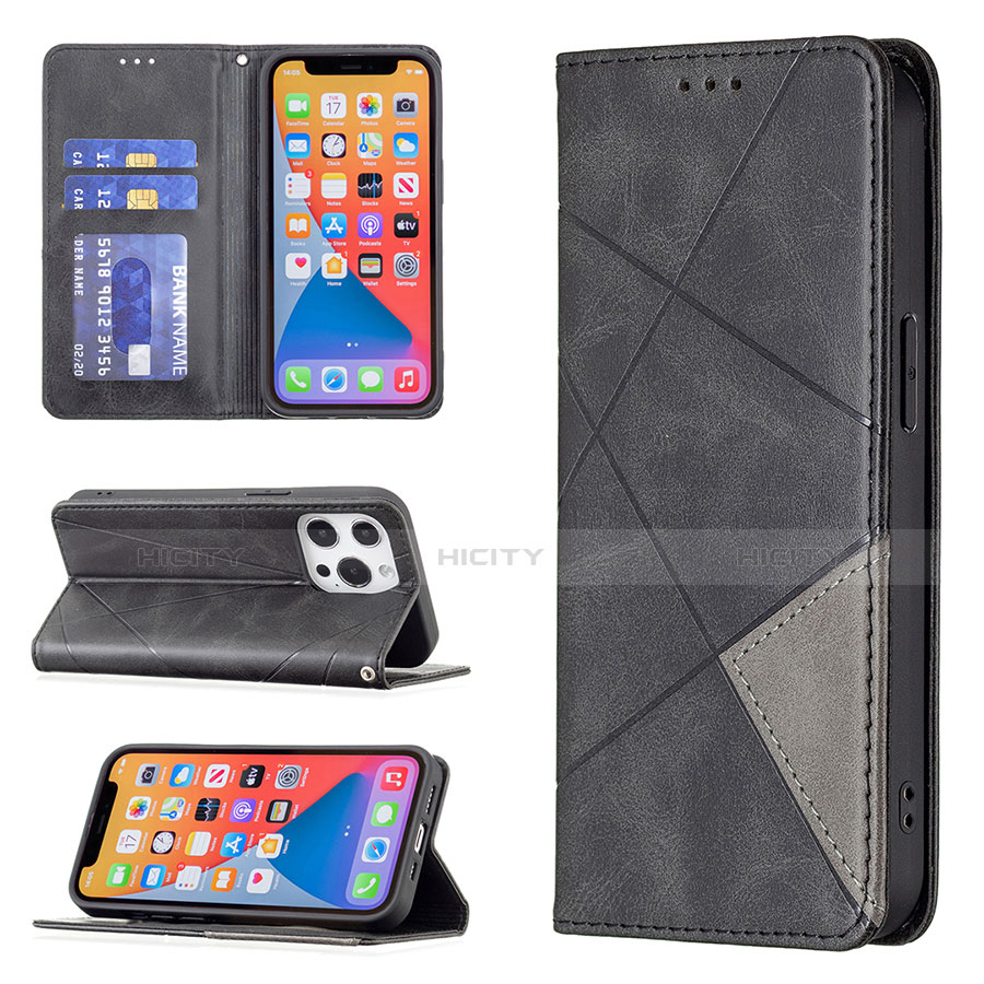 Funda de Cuero Cartera con Soporte Patron de Moda Carcasa L04 para Apple iPhone 13 Pro Negro