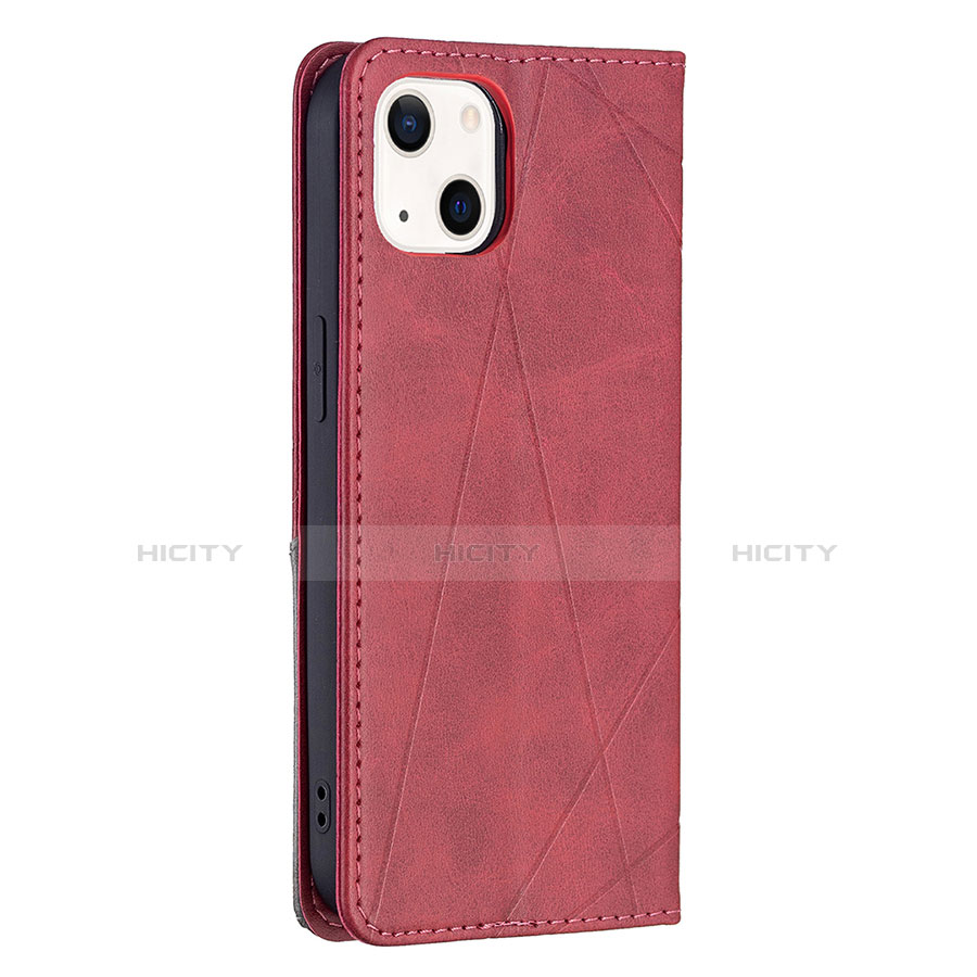 Funda de Cuero Cartera con Soporte Patron de Moda Carcasa L04 para Apple iPhone 13 Rojo