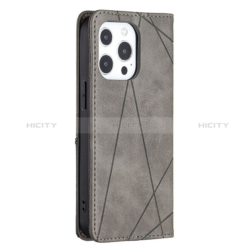 Funda de Cuero Cartera con Soporte Patron de Moda Carcasa L04 para Apple iPhone 14 Pro Gris