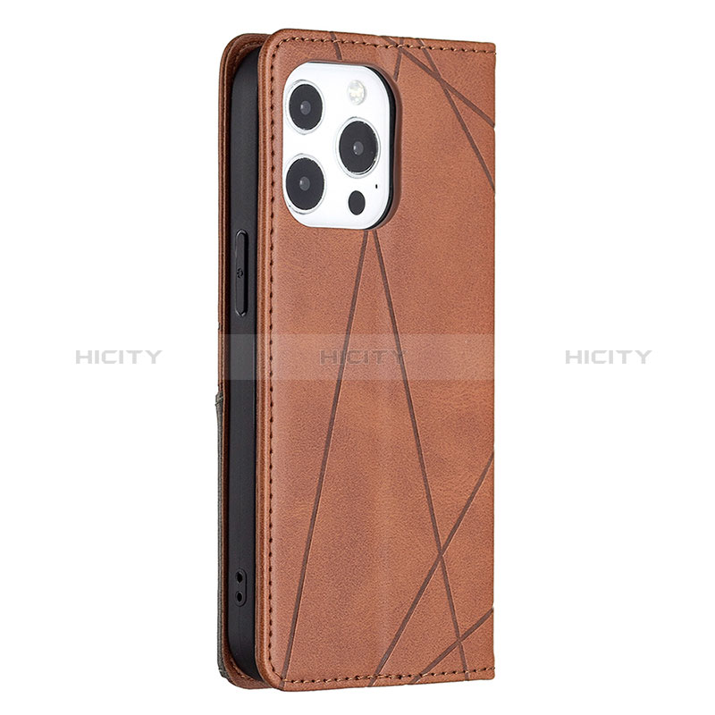 Funda de Cuero Cartera con Soporte Patron de Moda Carcasa L04 para Apple iPhone 14 Pro Marron