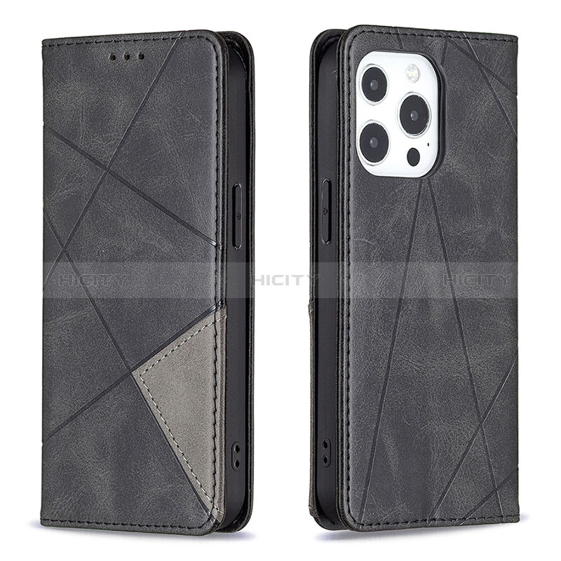 Funda de Cuero Cartera con Soporte Patron de Moda Carcasa L04 para Apple iPhone 14 Pro Negro