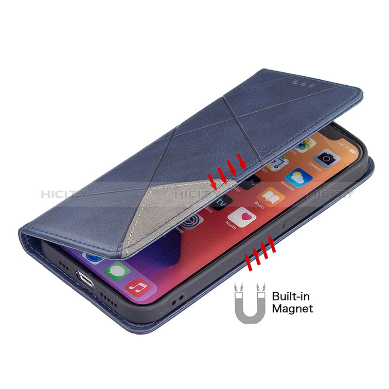 Funda de Cuero Cartera con Soporte Patron de Moda Carcasa L04 para Apple iPhone 15 Azul