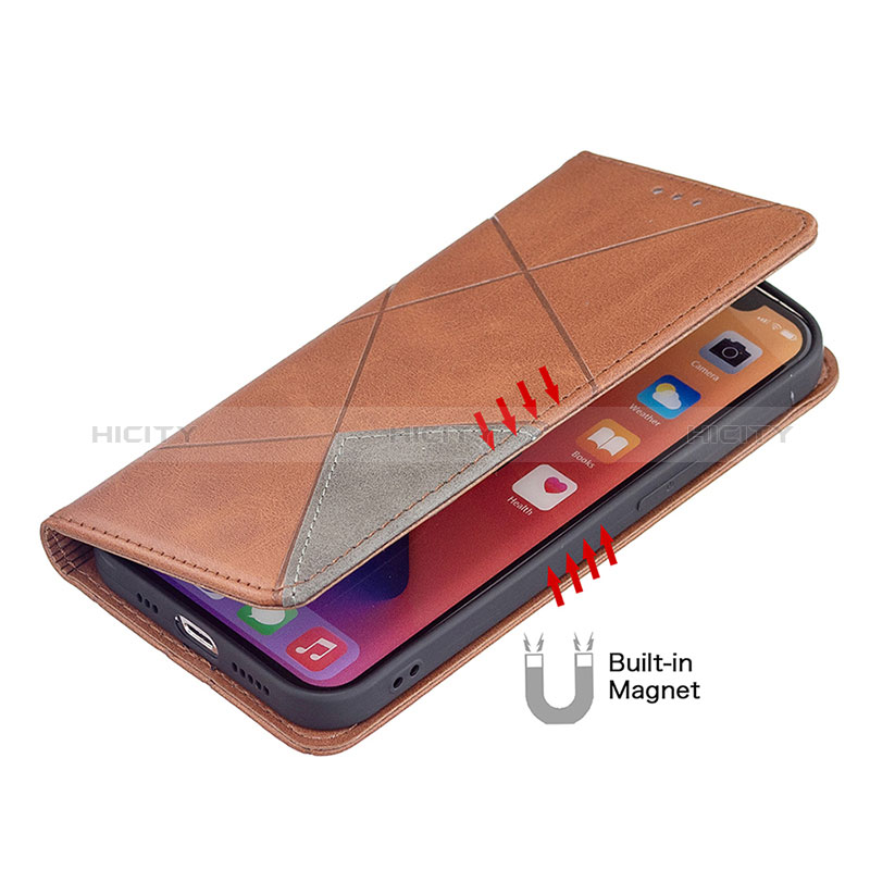 Funda de Cuero Cartera con Soporte Patron de Moda Carcasa L04 para Apple iPhone 15 Plus Marron