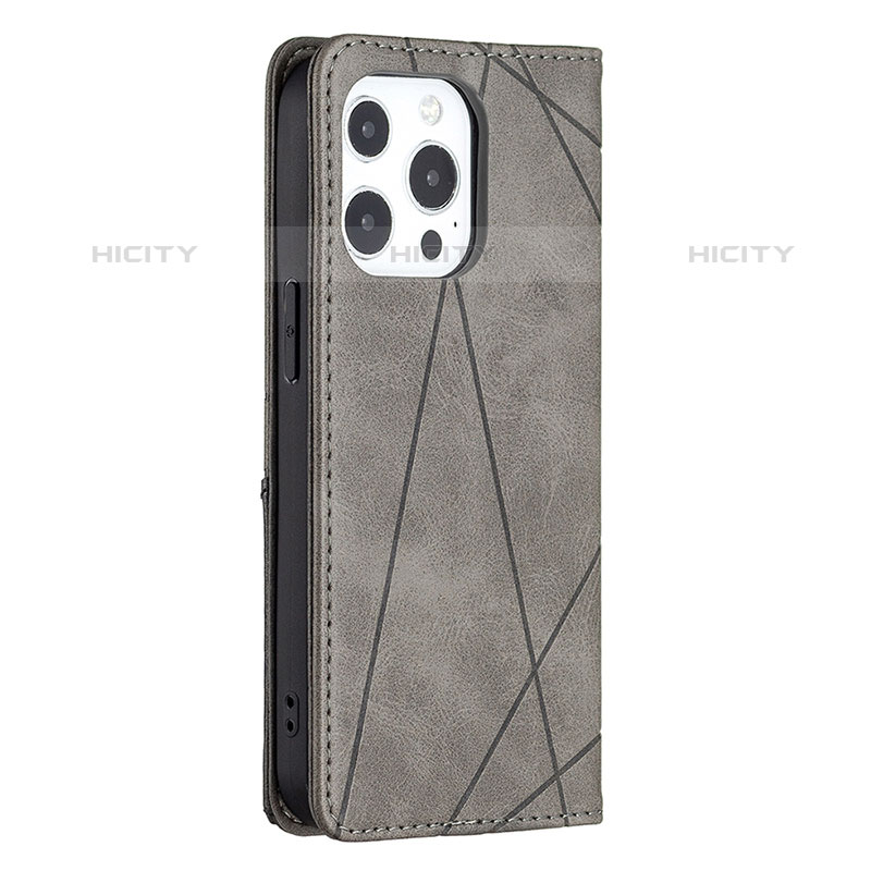 Funda de Cuero Cartera con Soporte Patron de Moda Carcasa L04 para Apple iPhone 15 Pro Gris