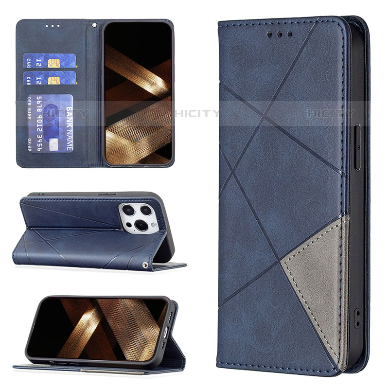 Funda de Cuero Cartera con Soporte Patron de Moda Carcasa L04 para Apple iPhone 15 Pro Max Azul