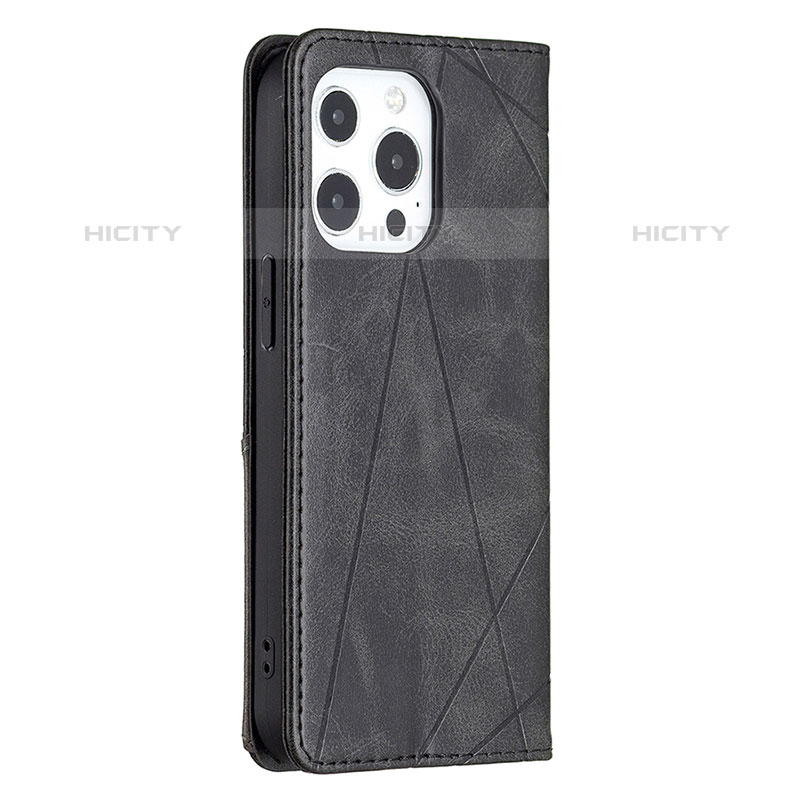 Funda de Cuero Cartera con Soporte Patron de Moda Carcasa L04 para Apple iPhone 15 Pro Negro