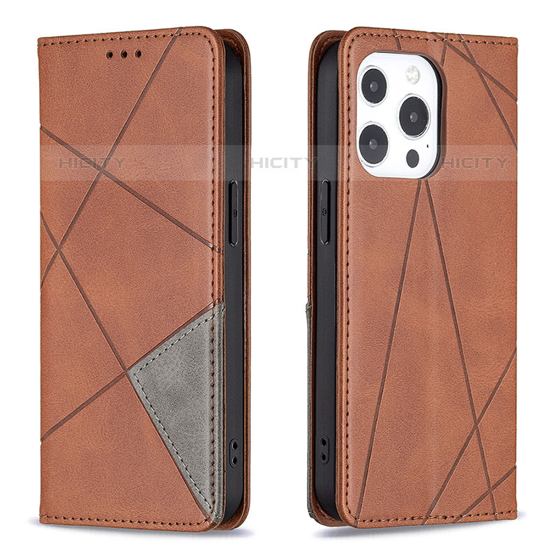 Funda de Cuero Cartera con Soporte Patron de Moda Carcasa L04 para Apple iPhone 16 Pro Max Marron