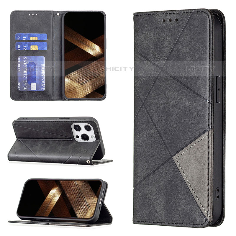 Funda de Cuero Cartera con Soporte Patron de Moda Carcasa L04 para Apple iPhone 16 Pro Max Negro