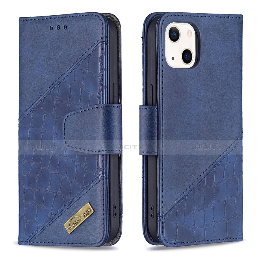 Funda de Cuero Cartera con Soporte Patron de Moda Carcasa L05 para Apple iPhone 13 Azul