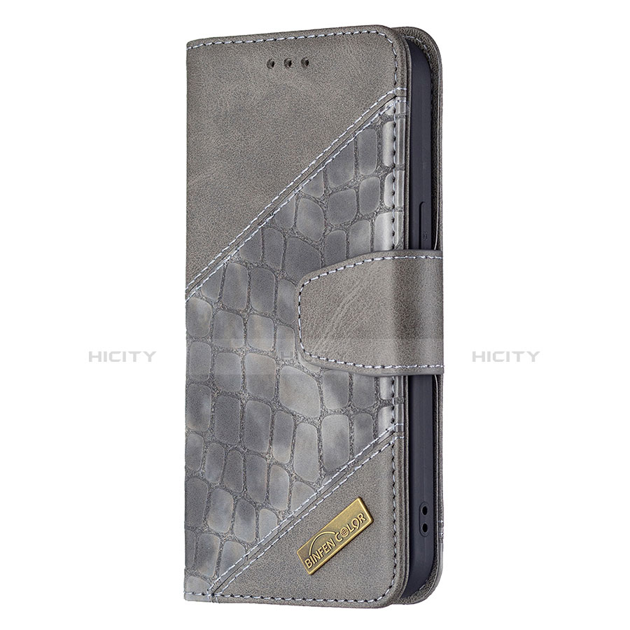 Funda de Cuero Cartera con Soporte Patron de Moda Carcasa L05 para Apple iPhone 13 Gris