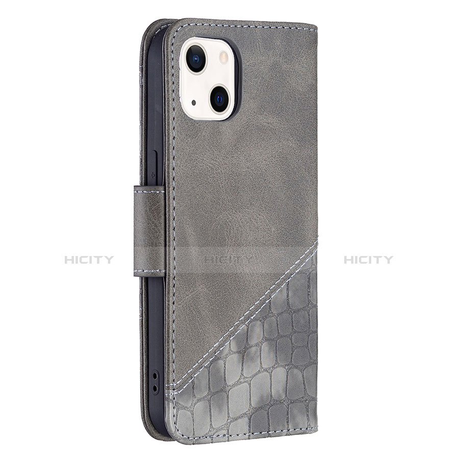 Funda de Cuero Cartera con Soporte Patron de Moda Carcasa L05 para Apple iPhone 13 Gris