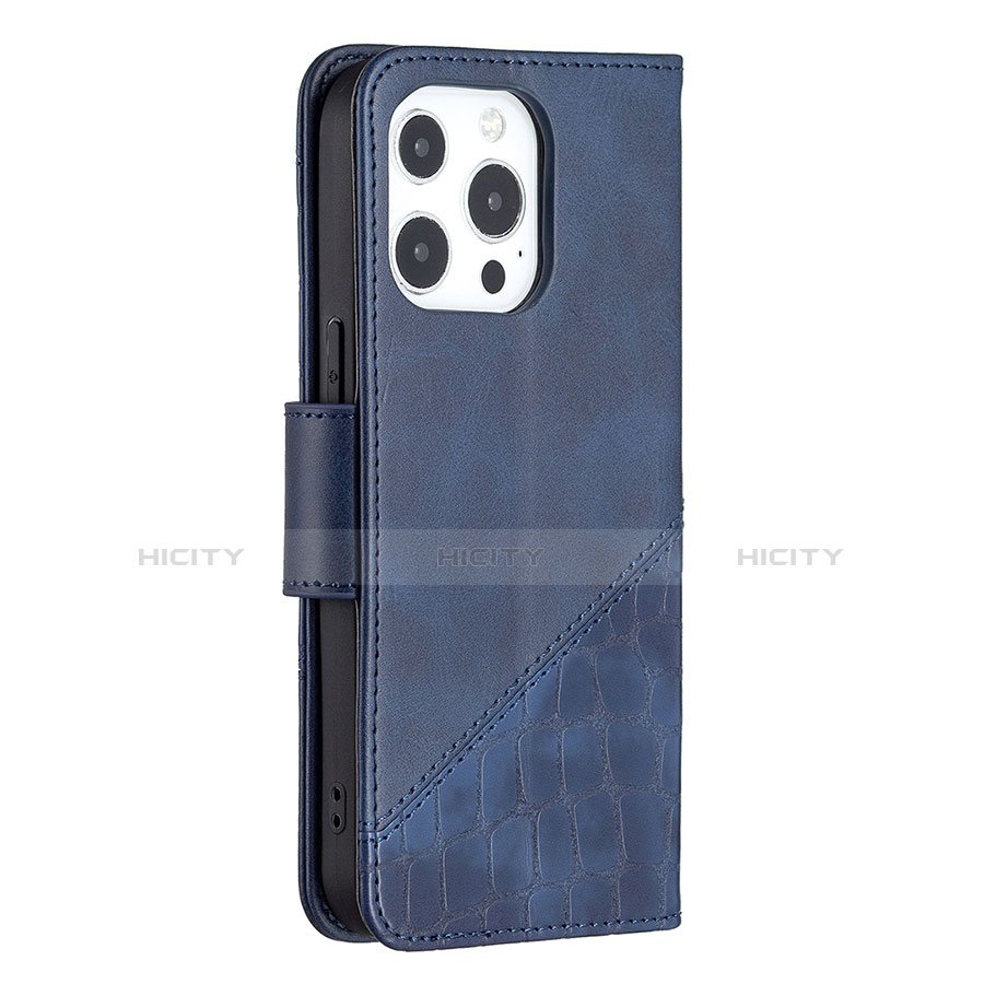 Funda de Cuero Cartera con Soporte Patron de Moda Carcasa L05 para Apple iPhone 13 Pro Azul