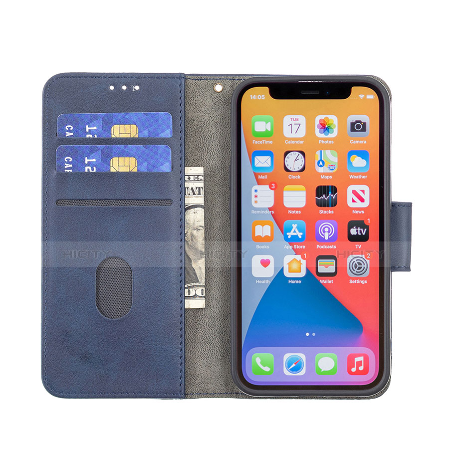 Funda de Cuero Cartera con Soporte Patron de Moda Carcasa L05 para Apple iPhone 13 Pro Azul