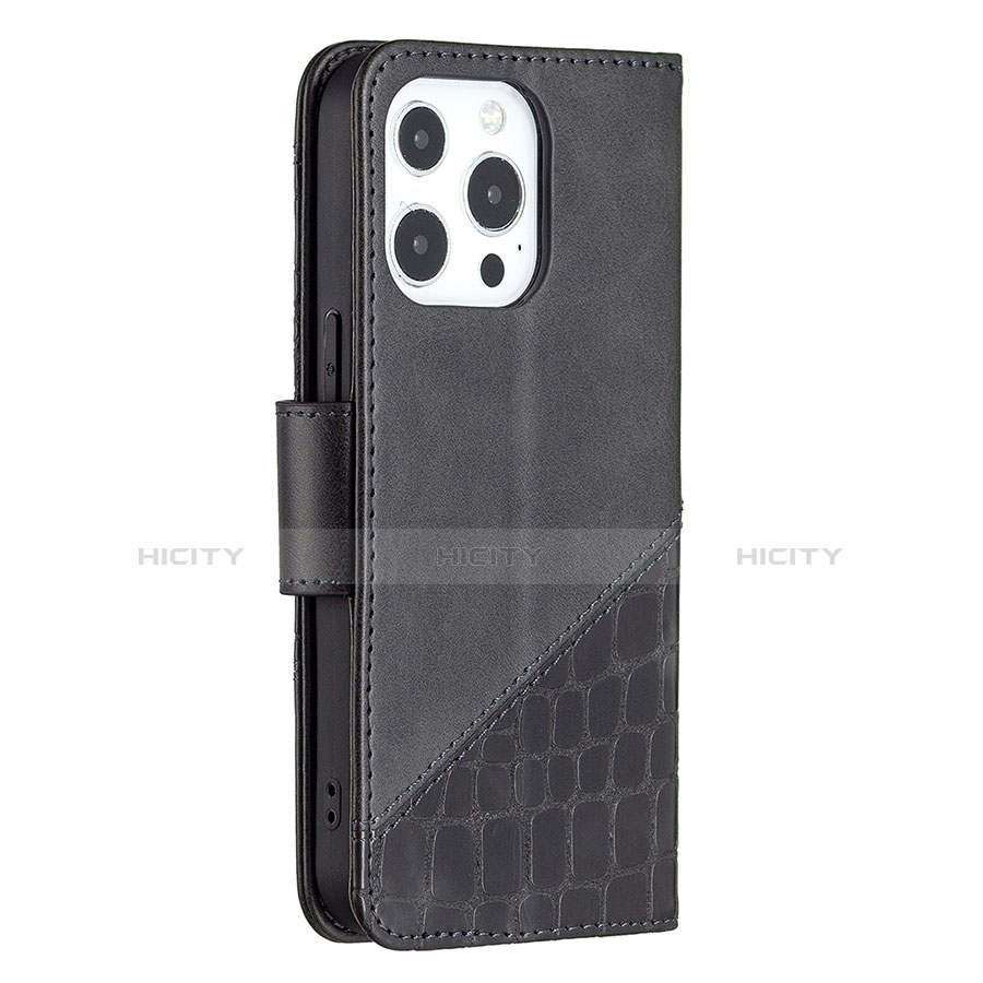 Funda de Cuero Cartera con Soporte Patron de Moda Carcasa L05 para Apple iPhone 13 Pro Negro