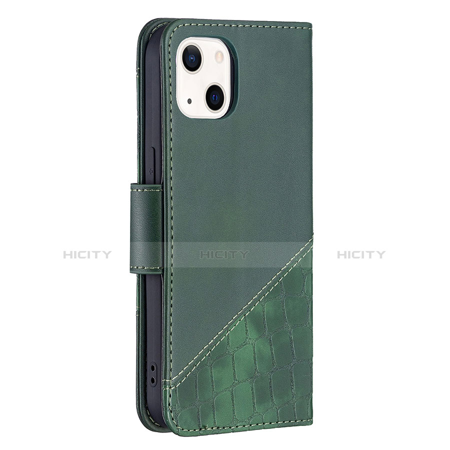 Funda de Cuero Cartera con Soporte Patron de Moda Carcasa L05 para Apple iPhone 13 Verde