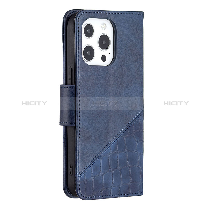 Funda de Cuero Cartera con Soporte Patron de Moda Carcasa L05 para Apple iPhone 14 Pro Max Azul