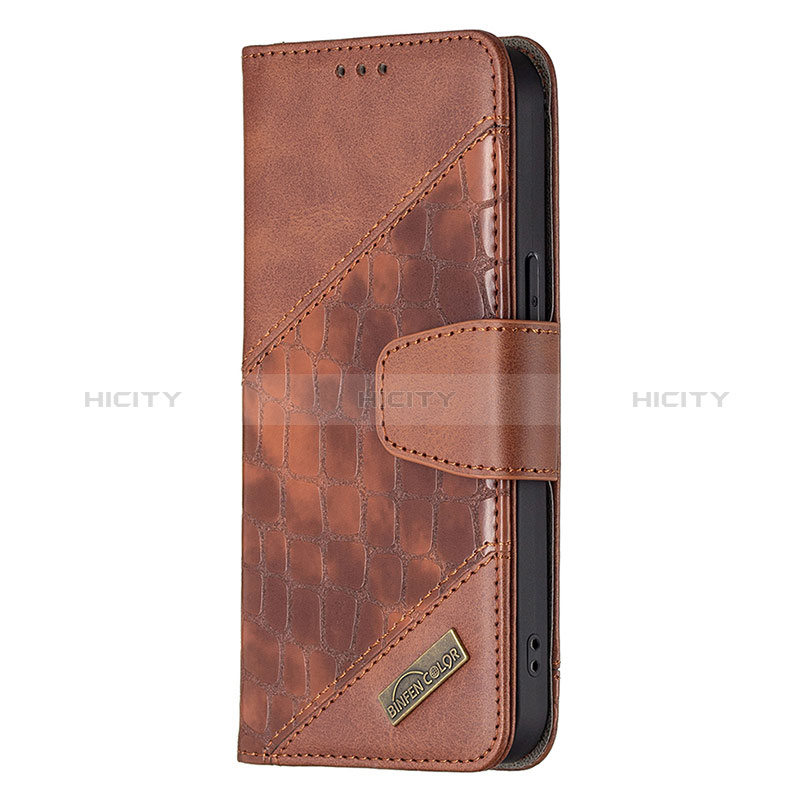 Funda de Cuero Cartera con Soporte Patron de Moda Carcasa L05 para Apple iPhone 14 Pro Max Marron