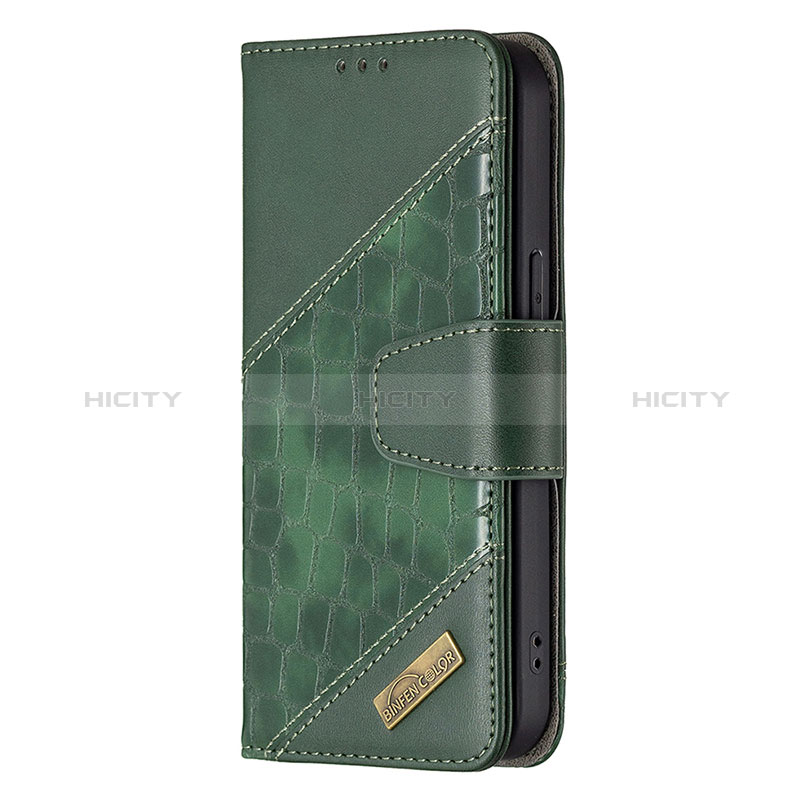 Funda de Cuero Cartera con Soporte Patron de Moda Carcasa L05 para Apple iPhone 14 Pro Max Verde