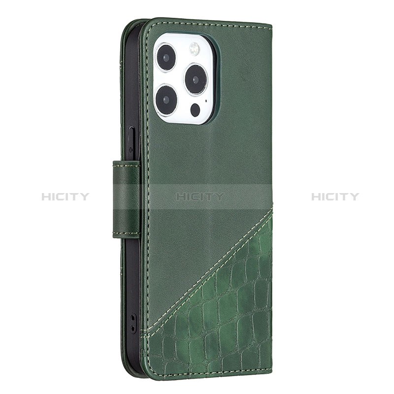 Funda de Cuero Cartera con Soporte Patron de Moda Carcasa L05 para Apple iPhone 14 Pro Max Verde