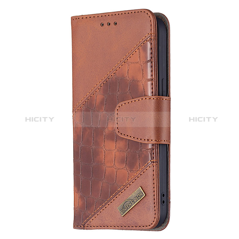 Funda de Cuero Cartera con Soporte Patron de Moda Carcasa L05 para Apple iPhone 15 Marron