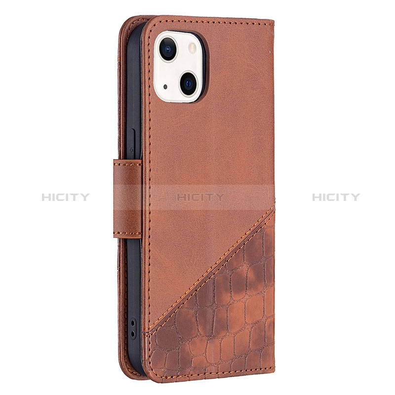 Funda de Cuero Cartera con Soporte Patron de Moda Carcasa L05 para Apple iPhone 15 Marron