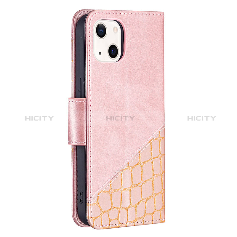 Funda de Cuero Cartera con Soporte Patron de Moda Carcasa L05 para Apple iPhone 15 Oro Rosa