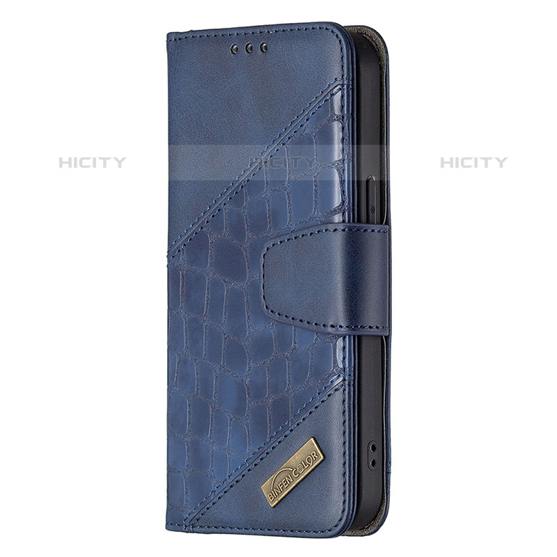 Funda de Cuero Cartera con Soporte Patron de Moda Carcasa L05 para Apple iPhone 15 Pro Azul