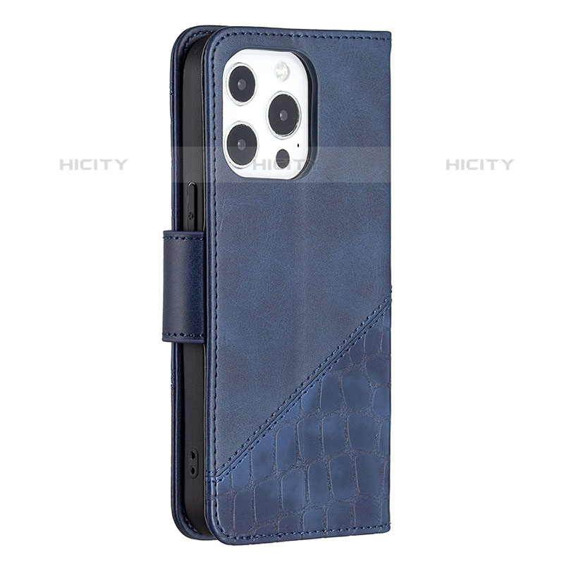 Funda de Cuero Cartera con Soporte Patron de Moda Carcasa L05 para Apple iPhone 15 Pro Azul