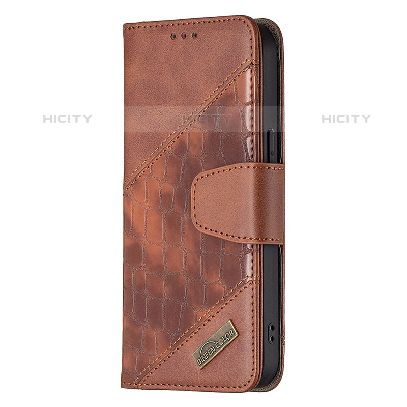 Funda de Cuero Cartera con Soporte Patron de Moda Carcasa L05 para Apple iPhone 15 Pro Marron