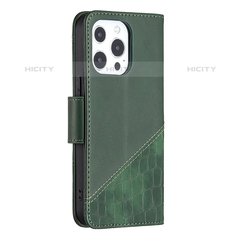 Funda de Cuero Cartera con Soporte Patron de Moda Carcasa L05 para Apple iPhone 15 Pro Max Verde